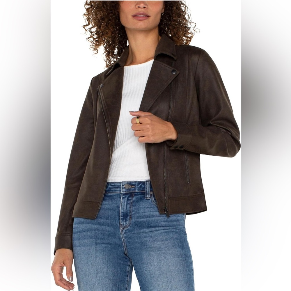Liverpool Women's Brown Faux Suede Moto Jacket